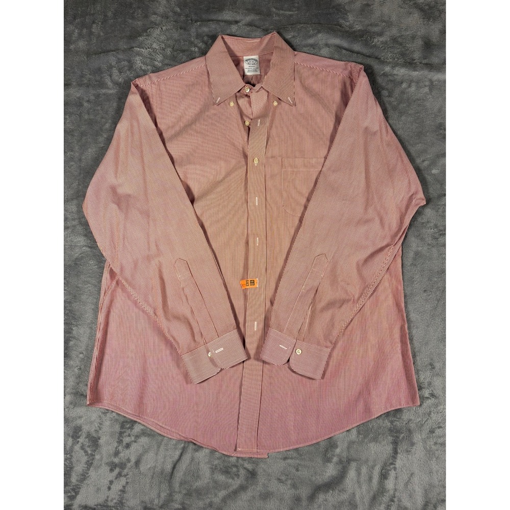 Brooks Brothers Regent Red White Striped Supima Cotton Button Down Shirt 17-35